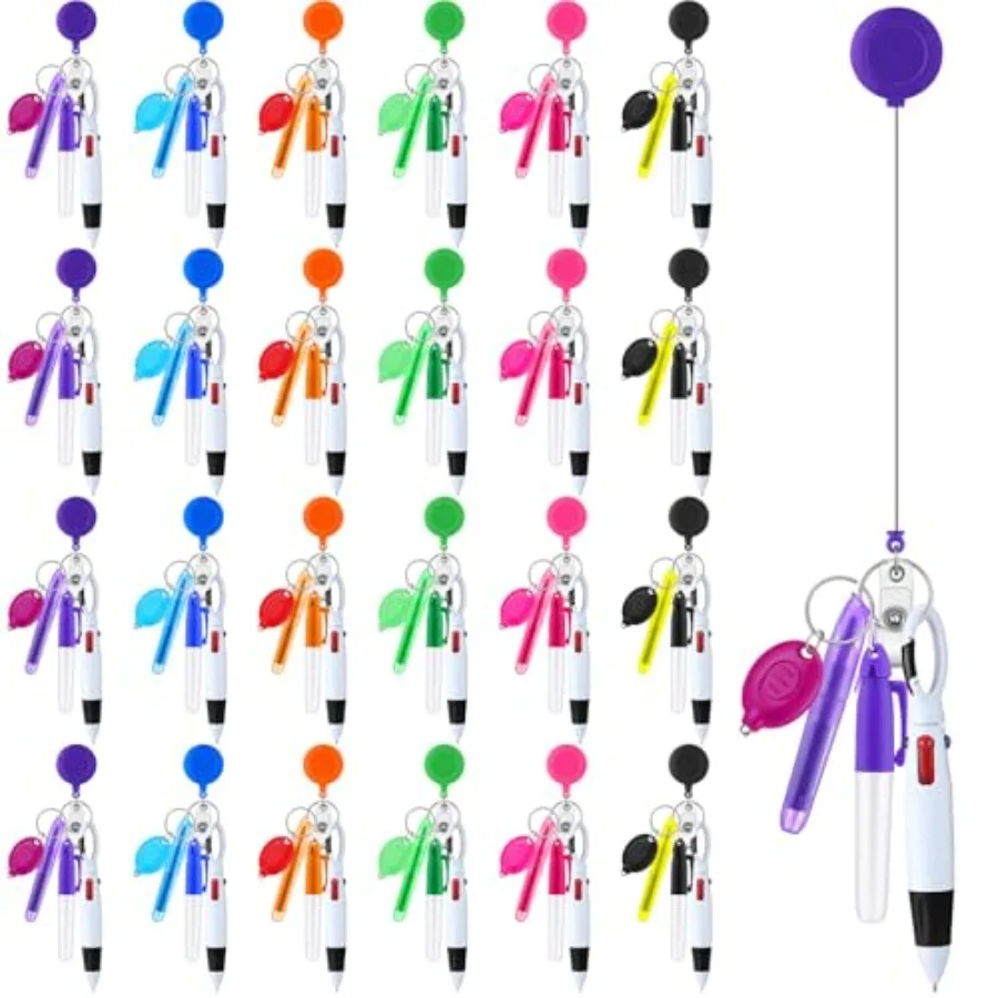 

80 Pcs CNA Nurse Pen Gift Set with Retractable Shuttle Pen, Markers, Mini Tip Highlighter, LED Keychain Mini Flashlight, Badge