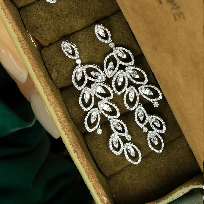 Aazuo Luxury Jewelry 18K Solid White Gold Real Diamonds 1.2ct High Quality Big Drop Earrings Gifted For Women Advanced banquet