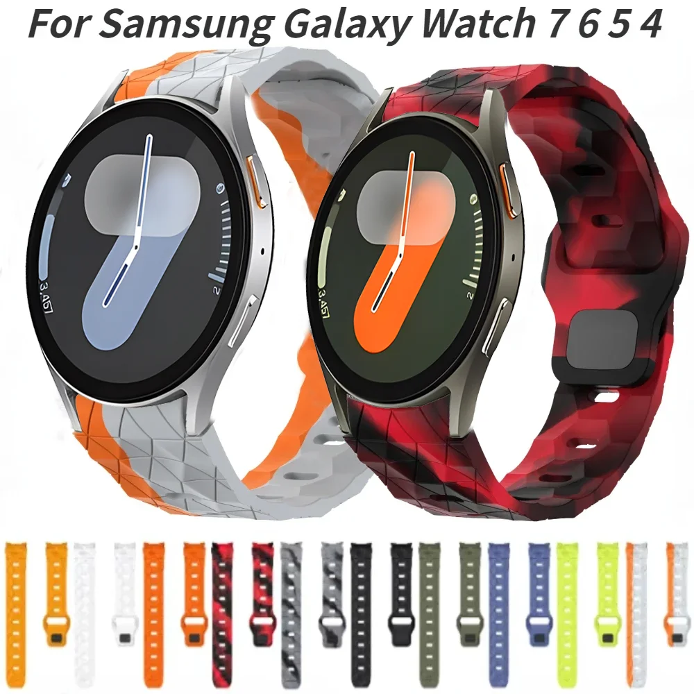 Fußball-Muster-Silikonarmband für Samsung Galaxy Watch 7 6 5 4 44 mm 40 mm Armband-Armbanduhr 6-4 Classic 47 mm 46 mm Correa