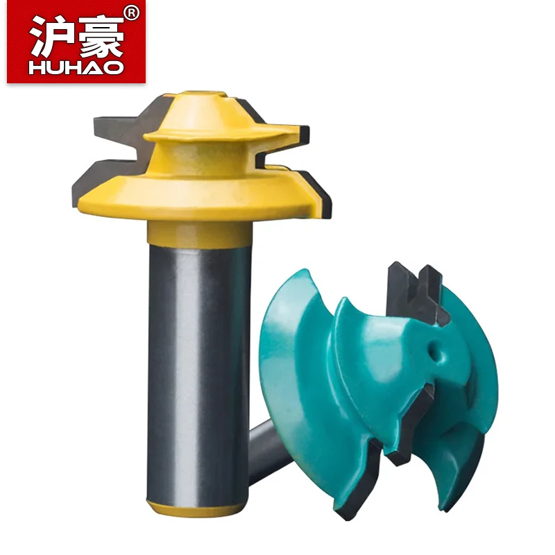 HUHAO 45 Degree Lock Miter Router Bit Carbide Alloy Joint Router Bits 1/4 Inch 1/2 Inch Tenon Milling Cutter Woodworking Tools