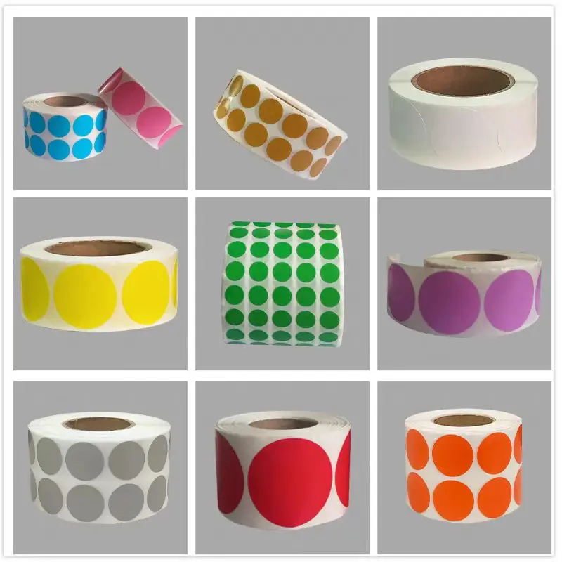ملصقات نقطة حرارية ملصقات ختم الألوان 10 15 20 25 30 35 40 45 50 60 70 80 90 100 مللي متر لفات مستديرة ذاتية اللصق #2