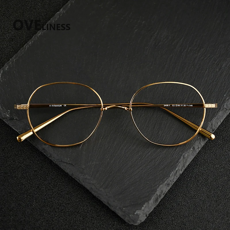 

Винтажные удобные оправы для очков из чистого титана, модные круглые очки, роскошная оправа для очков для мужчин и женщин, очки