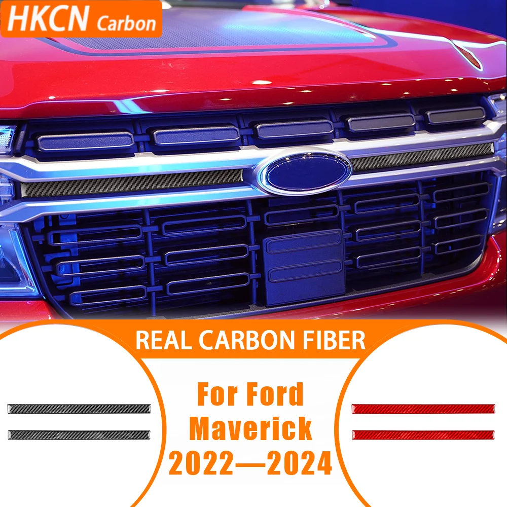 

For Ford Maverick 2022—2024 Carbon Fiber Front Grille Strip Decal Panel Car Interior Accessories Cover Trim Sticker Modification