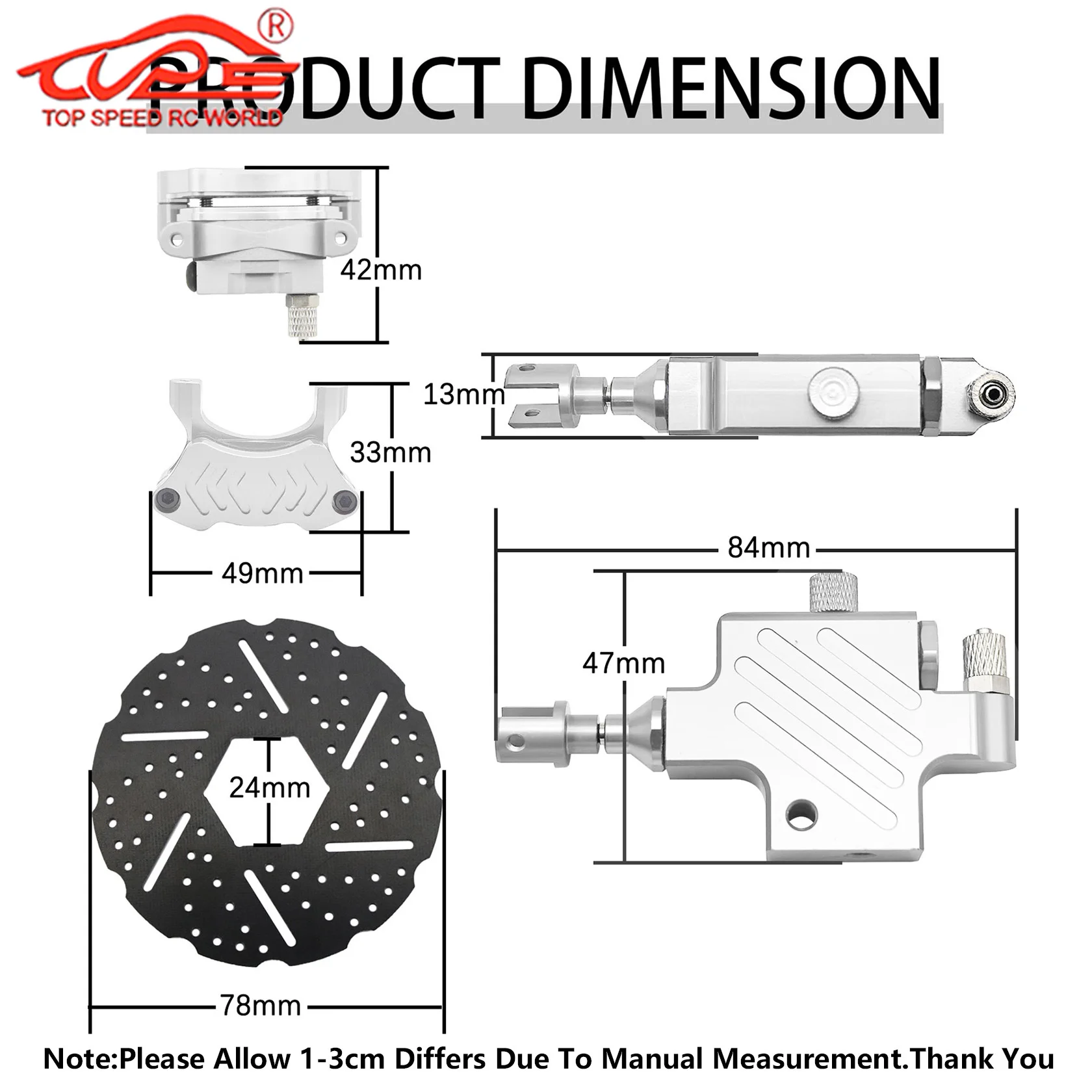Upgrade des vorderen Rad-hydraulischen Scheibenbremsen-Sets oder Zubehör für 1/5 Rc Car Gas HPI ROFUN ROVAN KM BAJA 5B 5T 5SC SS Buggy Truck