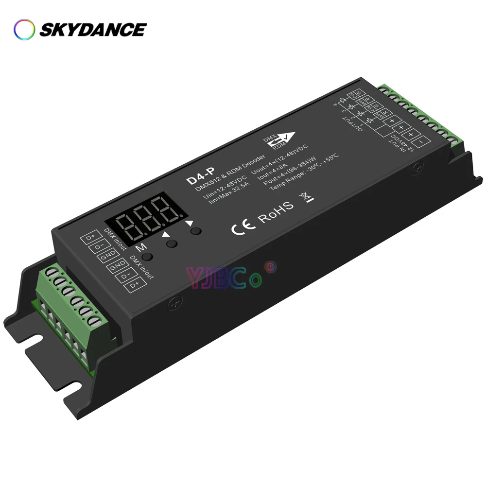 Imagem -03 - Skydance-led Strip Light Decodificador D4-e D4-p Canais cv Dmx512 12v48v 24v 32.5a 4ch Rdm Rj-45 Dmx Controlador de Sinal para Rgbw