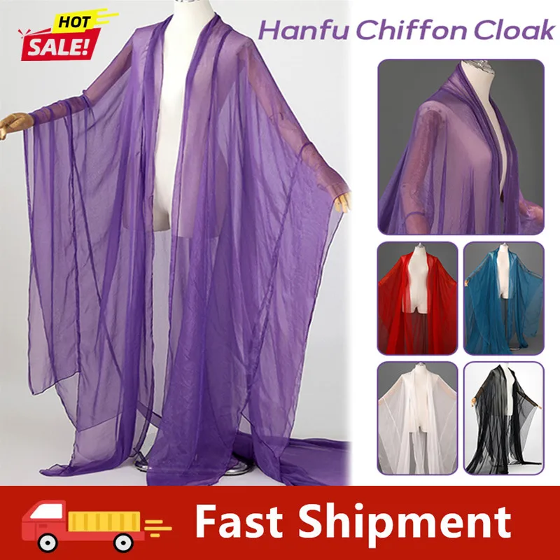 

Древний стиль с широкими рукавами и шлейфом, китайский ханьфу, тюль, шифон, классический костюм для народного танца, одежда для выступлений на сцене, фото