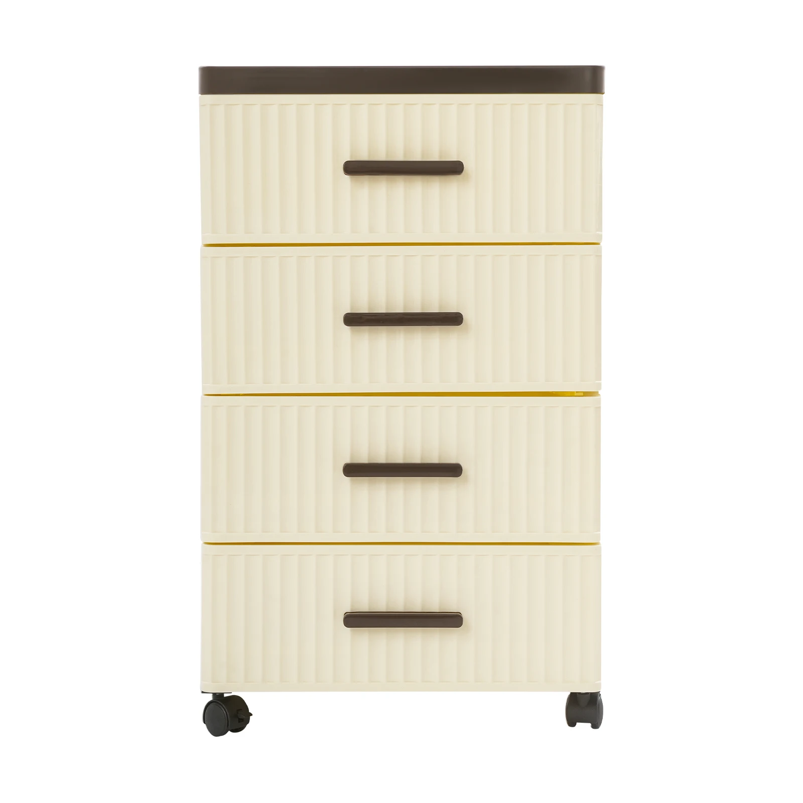 

PP Material 4-Tier Drawer Storage Cabinet with 4 Universal Wheels Easy Assembly, Floorstanding for Living Room, Bedroom, Kitchen