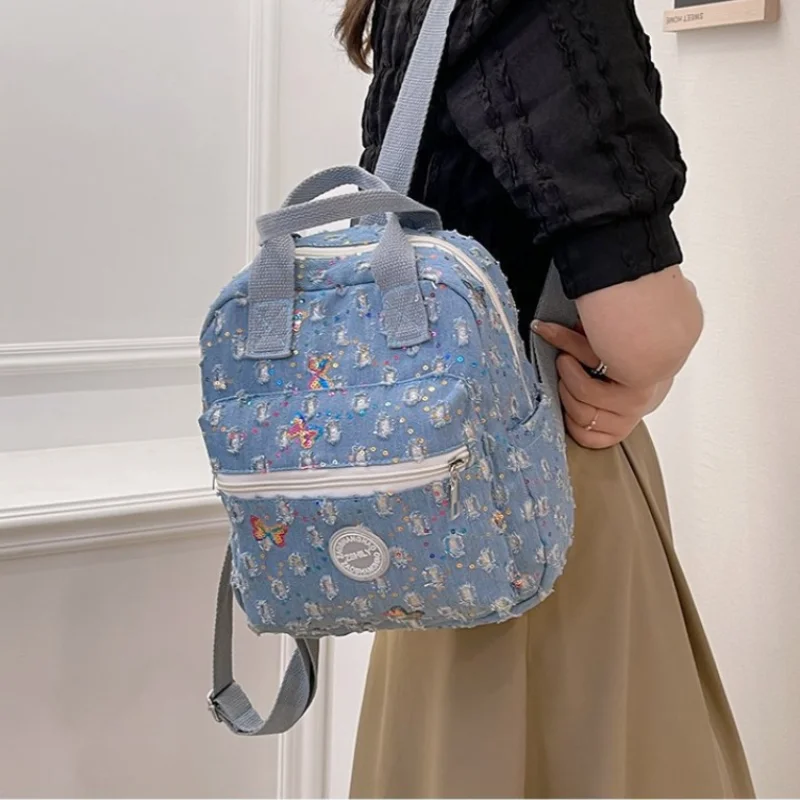 High Quality Denim Designer Backpack Casual Large Capacity School Bag Suitable for Girls Ladies School Bag Elegant Travel