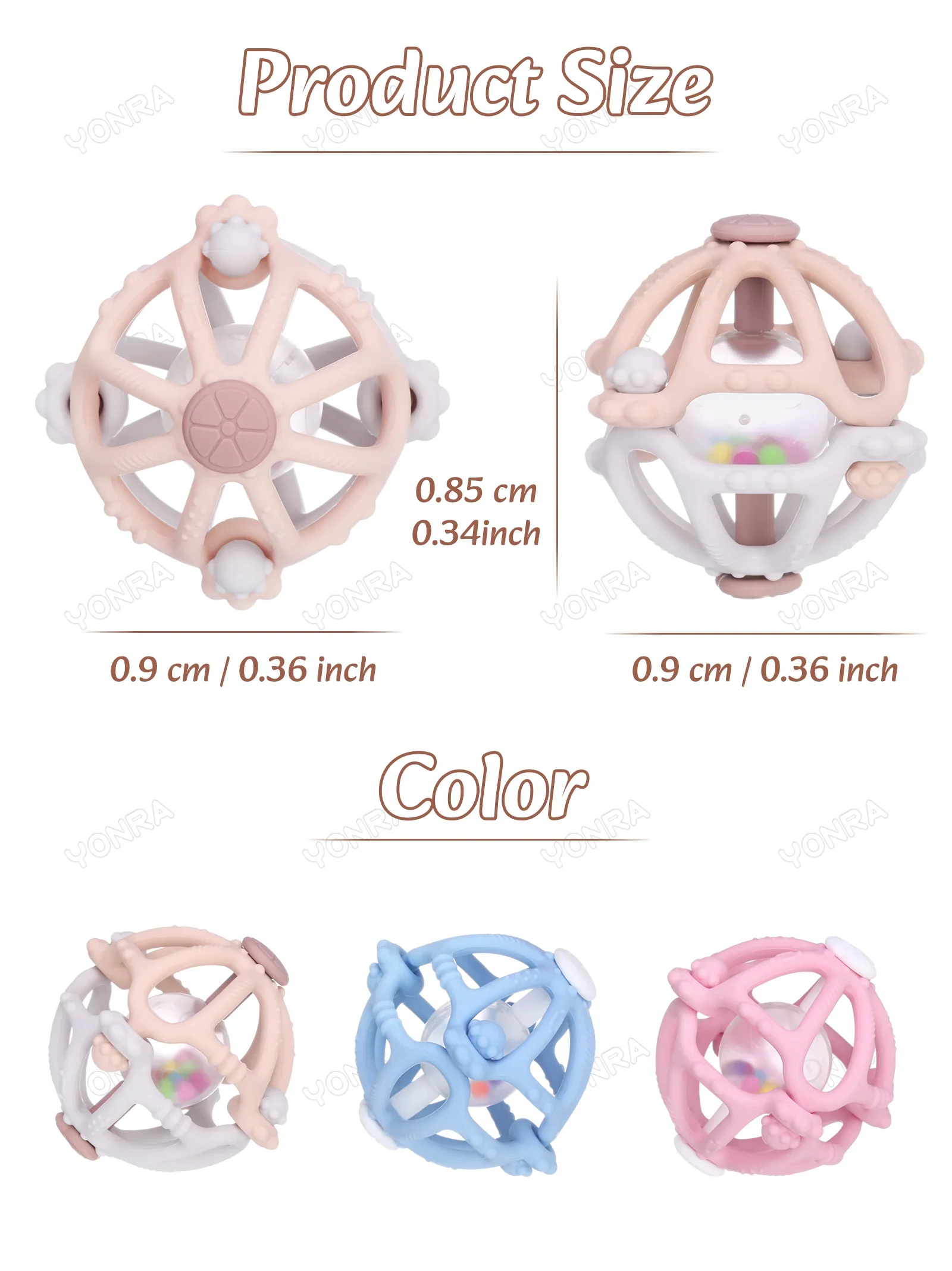 ของเล่นเด็กแรกเกิด โมนเตสซอรี่ ลูกบอลซิลิโคนแบบถอดได้ พร้อมเสียงเขย่าและกระตุ้นประสาทสัมผัส ของเล่นเสริมพัฒนาการสำหรับเด็ก