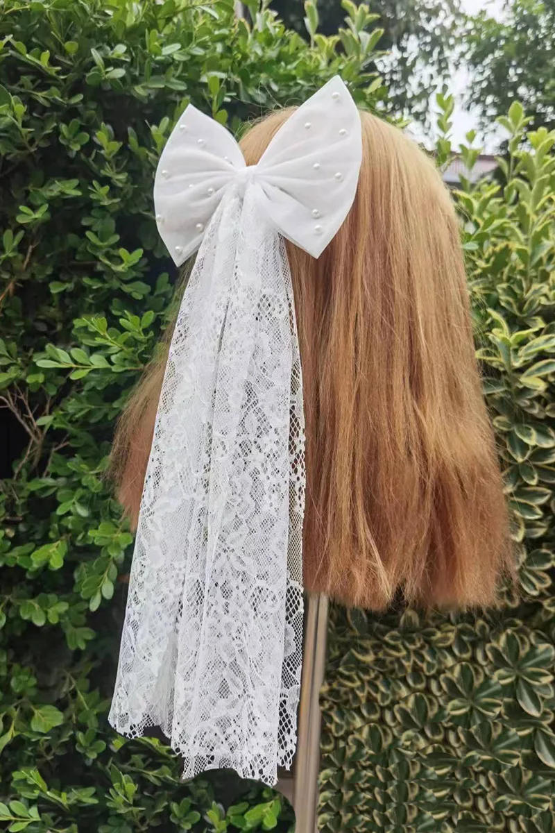 40cm Perlen Bogen Stirnband Braut Haar Zubehör Korea Haarband Hochzeits band Braut Haarnadel