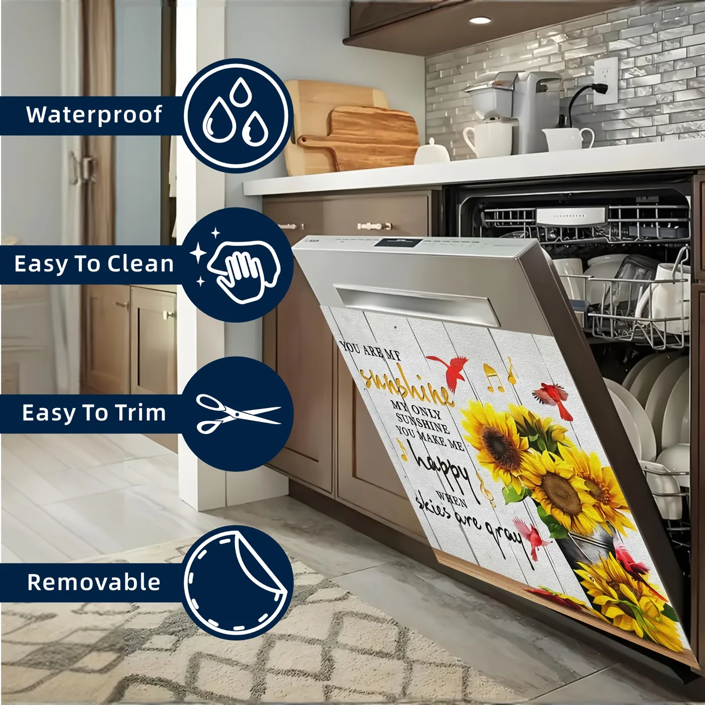 1PC Summer Sunflower Magnetic Decor for Dishwasher, Fridge & Cabinet “You Are My Sunshine” Gift for Mother’s Day & Confessions