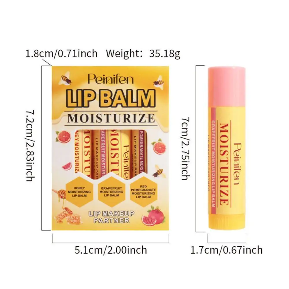 

4.7g x 3pcs Multi Fruit Flavors Moisturizing Hydrating Base Lip Balm Set Makeup Lip Care Daily Care Balm for Women and Men