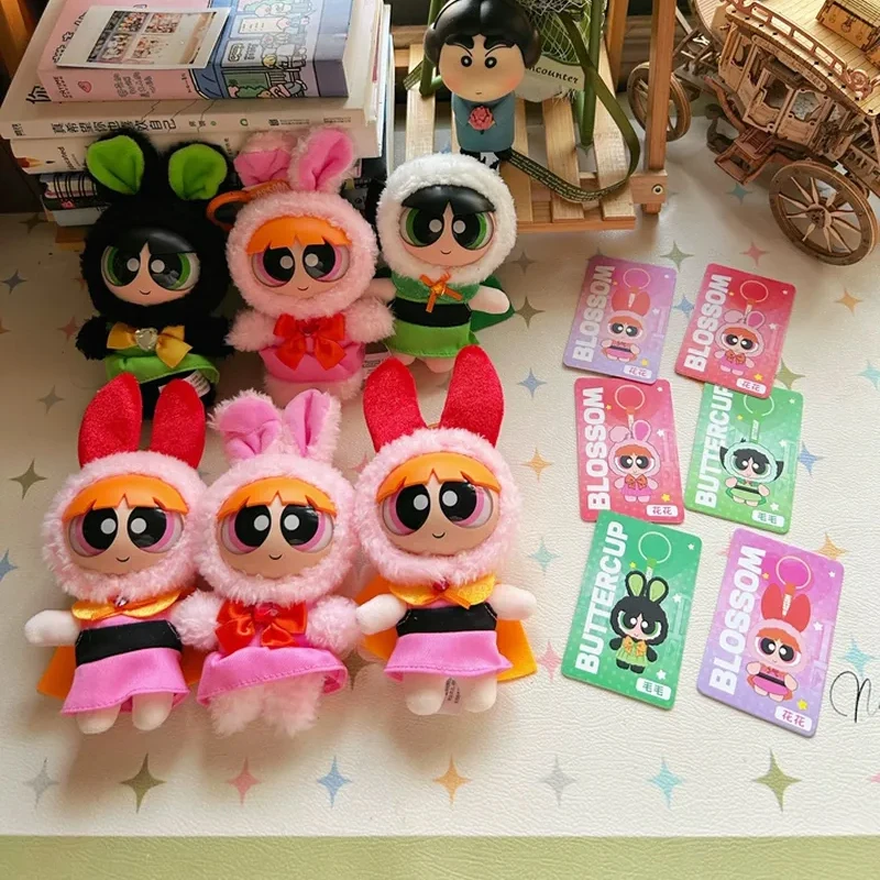 HUGKIS The Powerpuff Girls Variety Girl Series Vinyl Plush Blind Box Chicas Superpoderosas Powerpuff Anime Cartoon Pendant Gift
