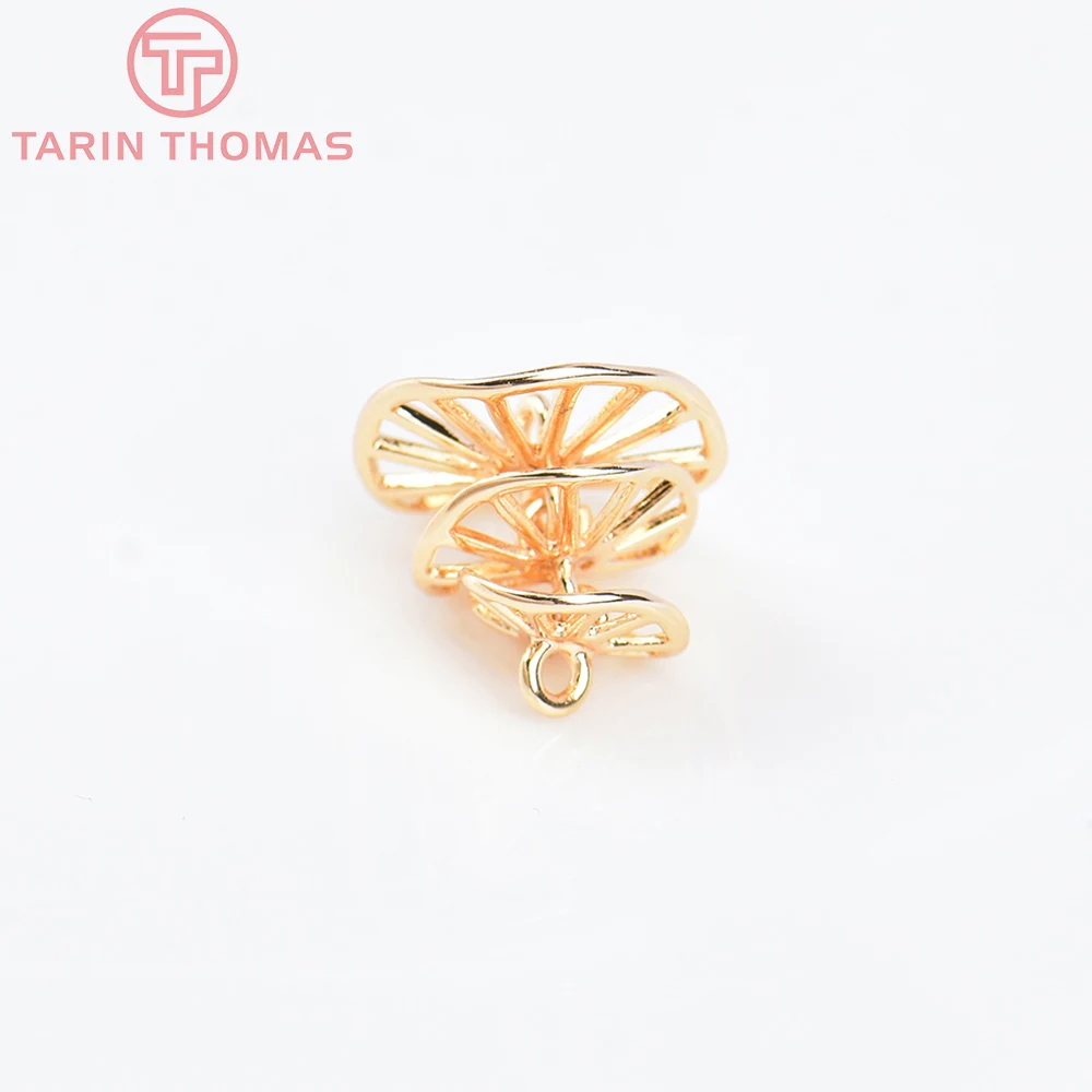 (5664)10PCS 16x15MM 24K Gold Color Brass 3 Connect Lotus Leaf Charms Pendants High Quality DIY Jewelry Making Findings Wholesale