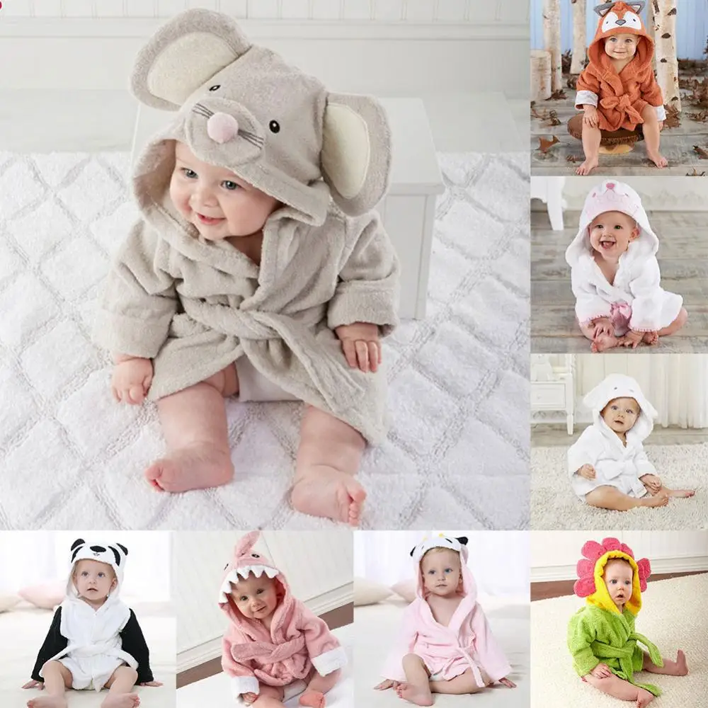 

Towel Cartoon Kids Boy Girl Animal Sunflower Hooded Long Sleeves Bathrobe Bath Towel
