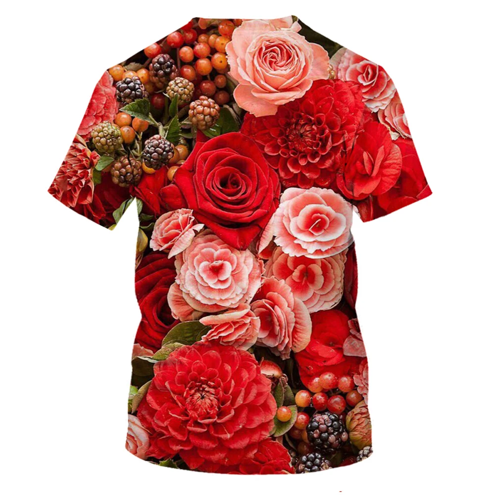 Summer New Fashion Men Flowers Butterflies graphic t shirts 3D Personality Trend Hip Hop Print T-shirt short sleeve t-shirts Top