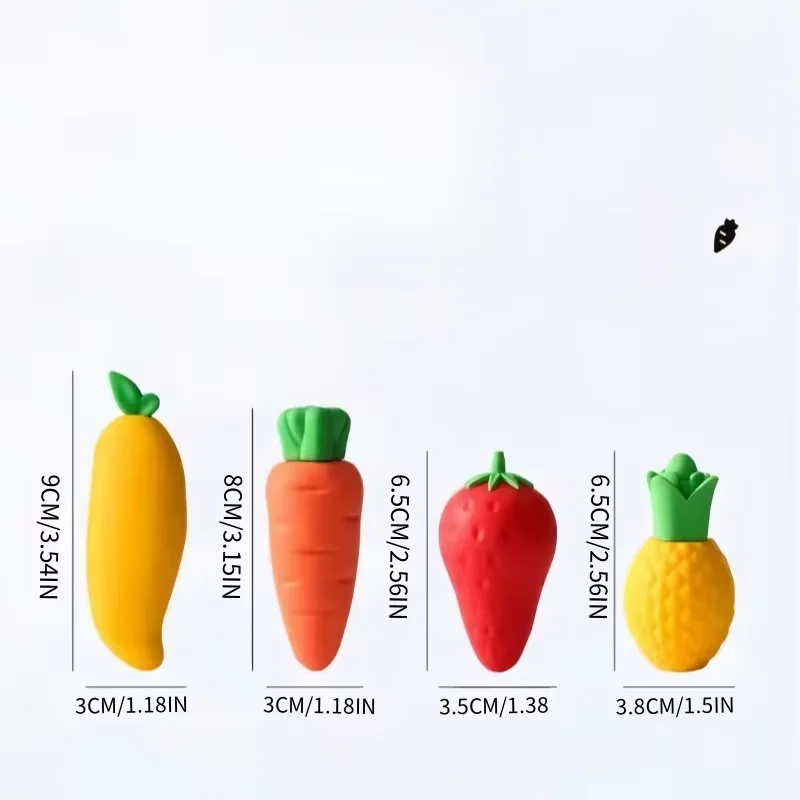 Fruit Eraser Set, Giant Carrot & Fruit Shape Erasers, Cute Scrap Erasers for School Classroom Gifts