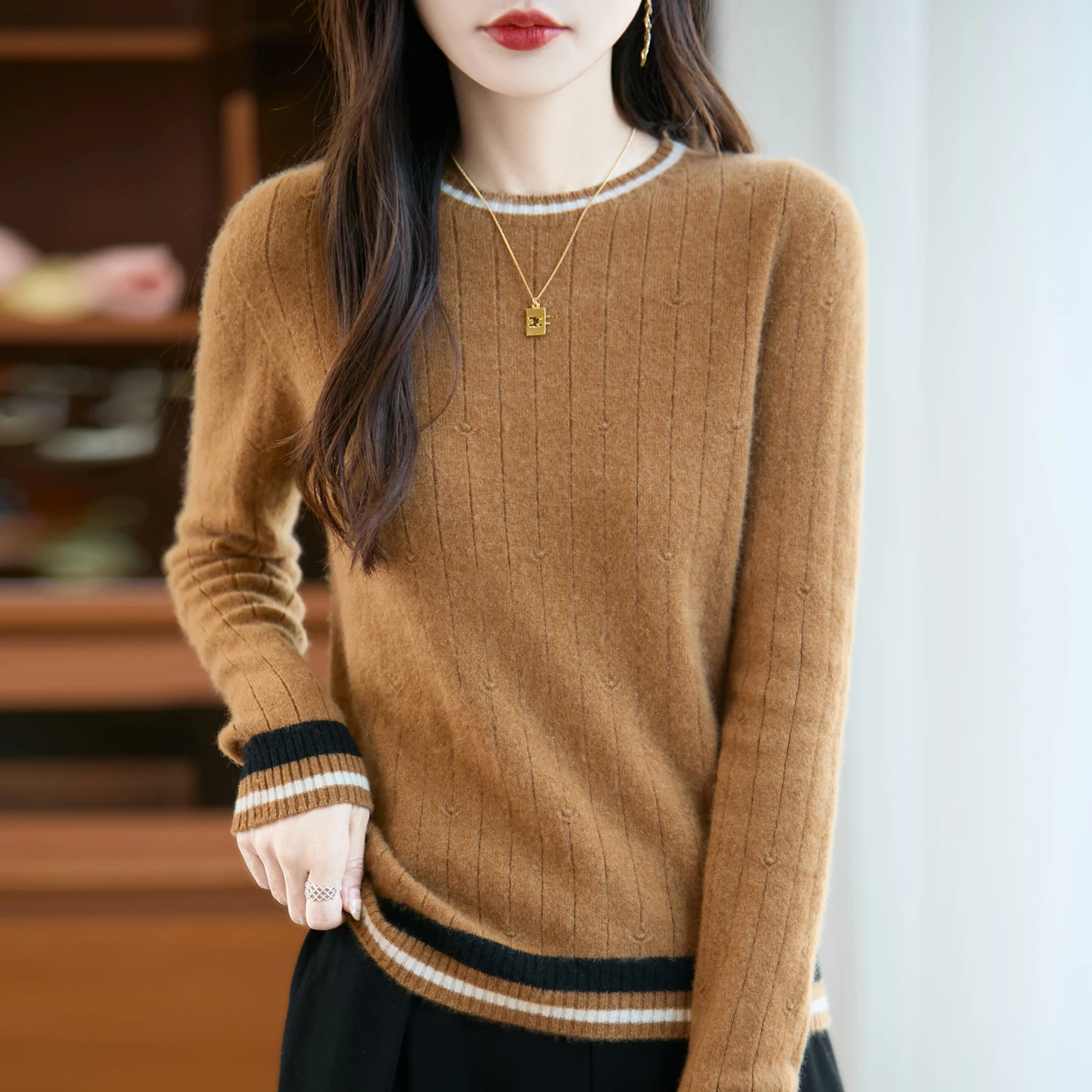 New-design Autumn Women Basic Cashmere Sweater Mock-Neck 100% Merino Wool Knitwear Female Soft Casual Grace Fashion Tops