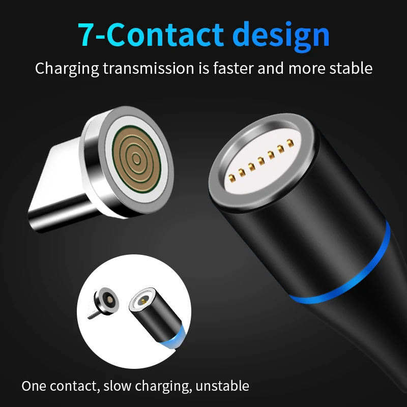 Fast Magnetic USB Type C Micro IOS Connector Tip Heads 360° Rotating Magnetic Phone Adapter Connector for Samsung Xiaomi Huawei