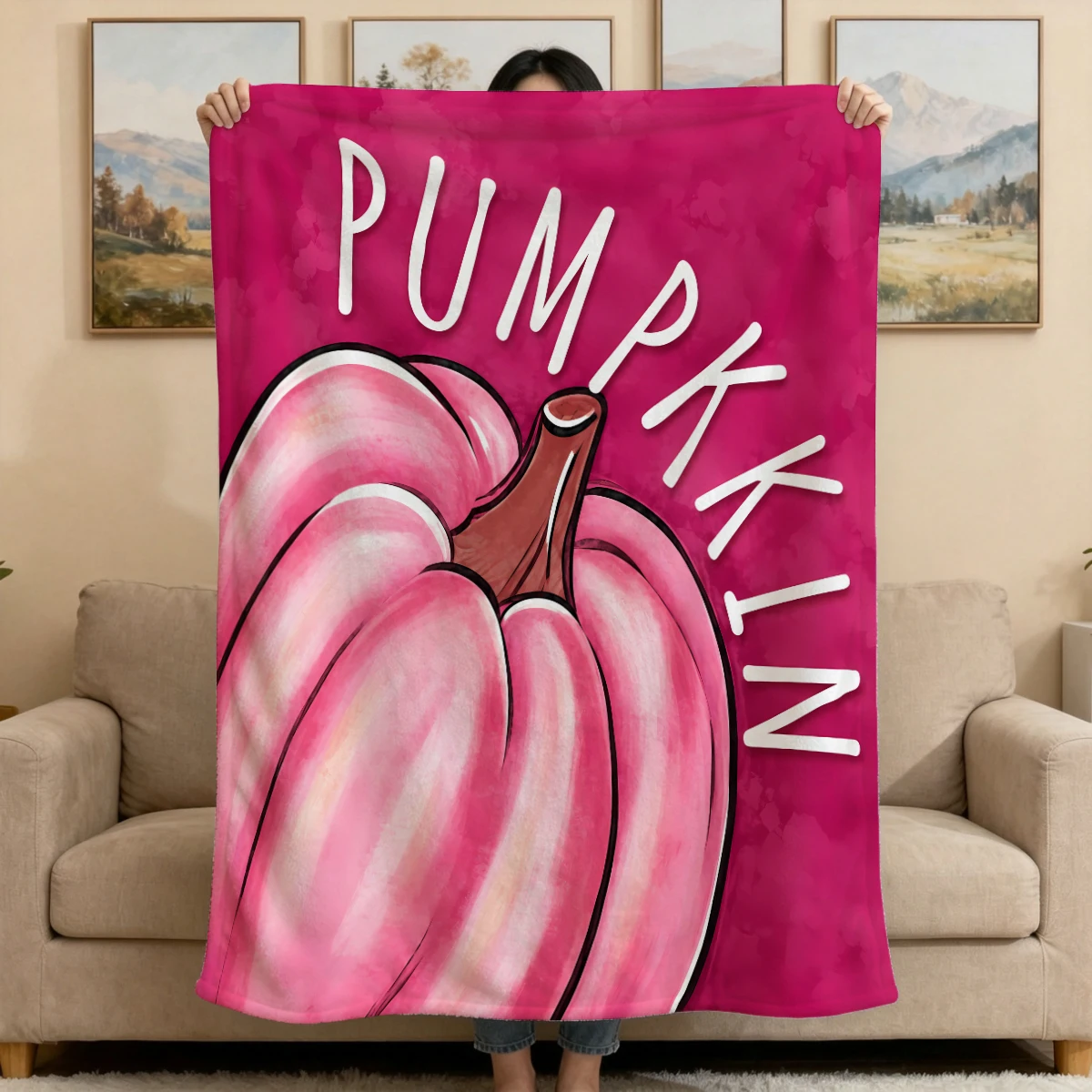 1pc Halloween pumpkin print blanket, comfortable and soft flannel blanket, home sofa cover blanket, nap blanket, bed blanket