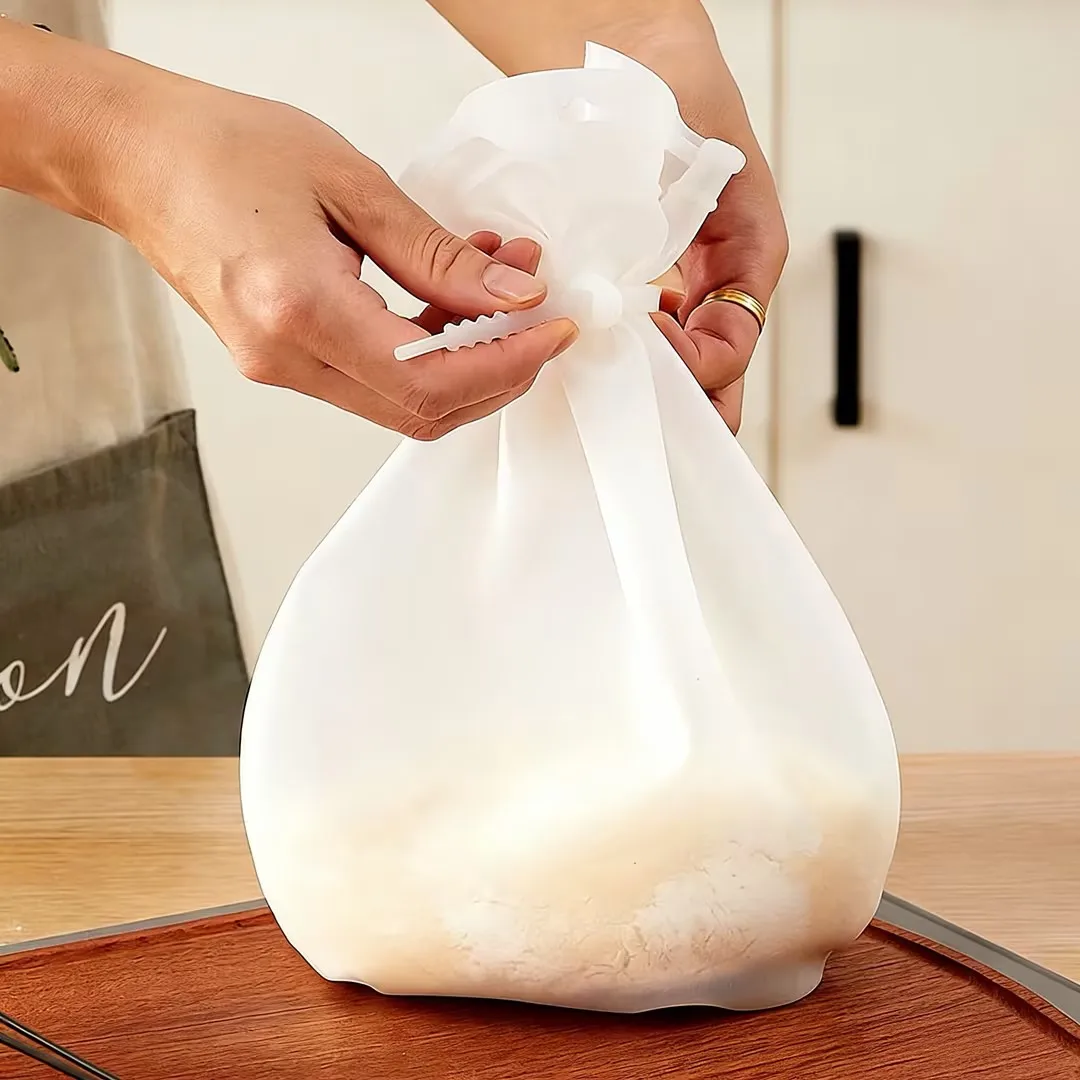 

1Pc Thickened White Silicone Dough Bag - Anti-Stick for Christmas Treats, Home & Bakery | Reusable Holiday Tool