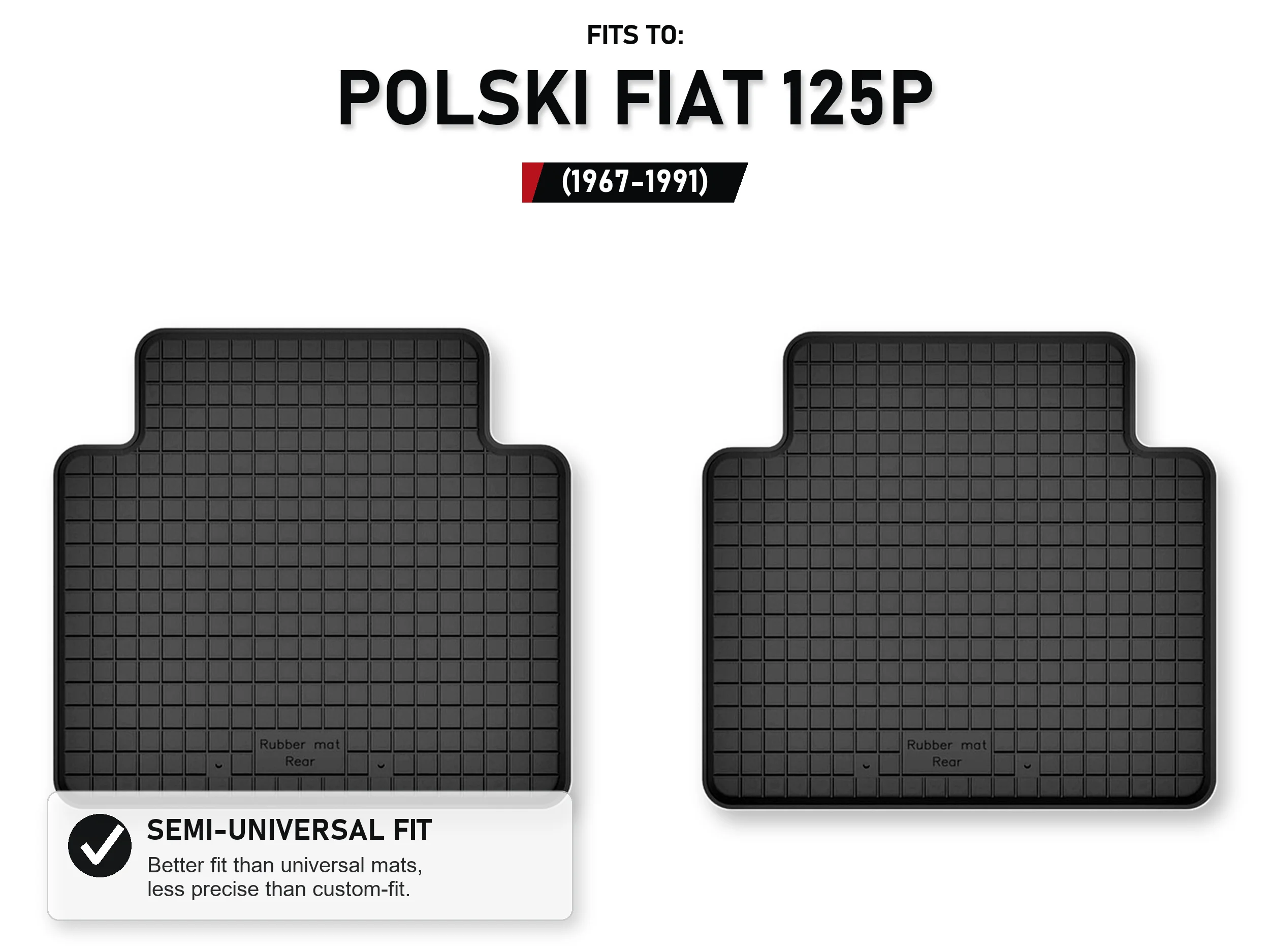 Rubberen bakmatten achteraan voor: Polski Fiat 125P 1967-1991, 2 stuks.