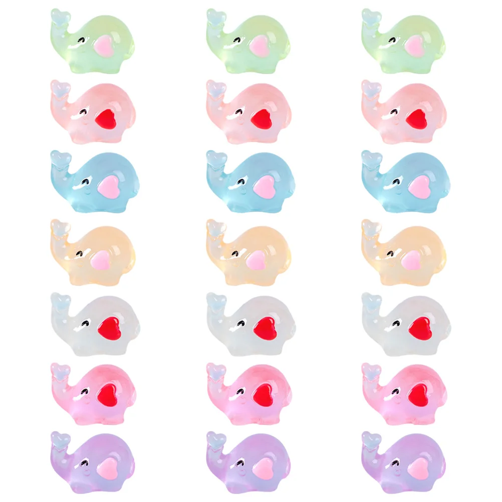 

21 Pcs Night Glow Cute Elephant Decor Mini Crafts Resin Figurines Desk Car Yard Garden House L Accessories