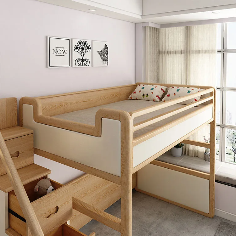 Hot Selling Full Size Children\'s Loft Bunk Bed Bedroom Furniture With Desk