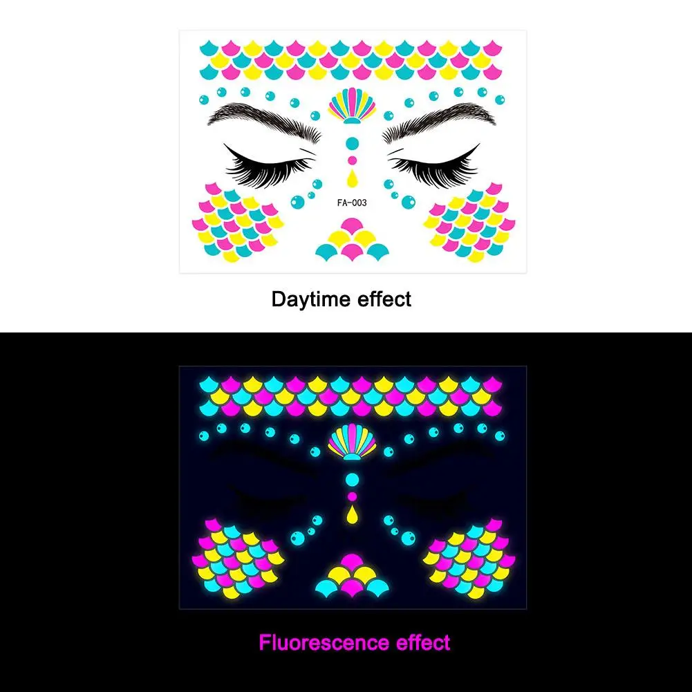 Светящаяся татуировка, лицо, временная водонепроницаемая, Сказочная, блестящая музыка, искусственные наклейки, крылья, женское искусство, Y6H0