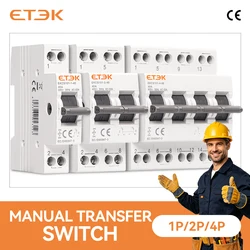 ETEK 1/2/4P Din Rail Isolating Disconnecting Switch Dual Power Manual Transfer Isolating Switch Interlock Circuit Breaker EKCS