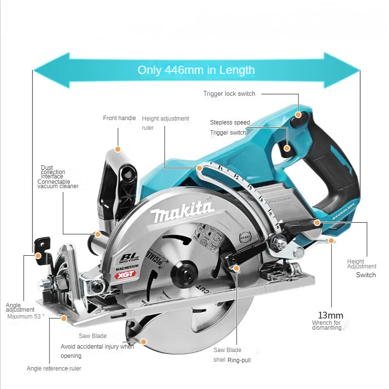 Makita RS001GZ Electric Circular Saw XGT 40V Lithium 7in Portable Multifunctional Industrial Cutting Saw Bare Machine