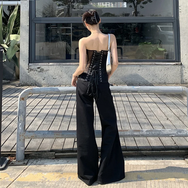 Primavera y verano elástico fino drape ligeramente suelto cuerno tejido pantalones casuales mujeres