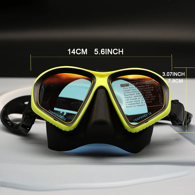 Maschera per apnea in vetro temperato Set per snorkeling Snorkel pieghevole Maschera per immersione di tipo J con supporto per fotocamera