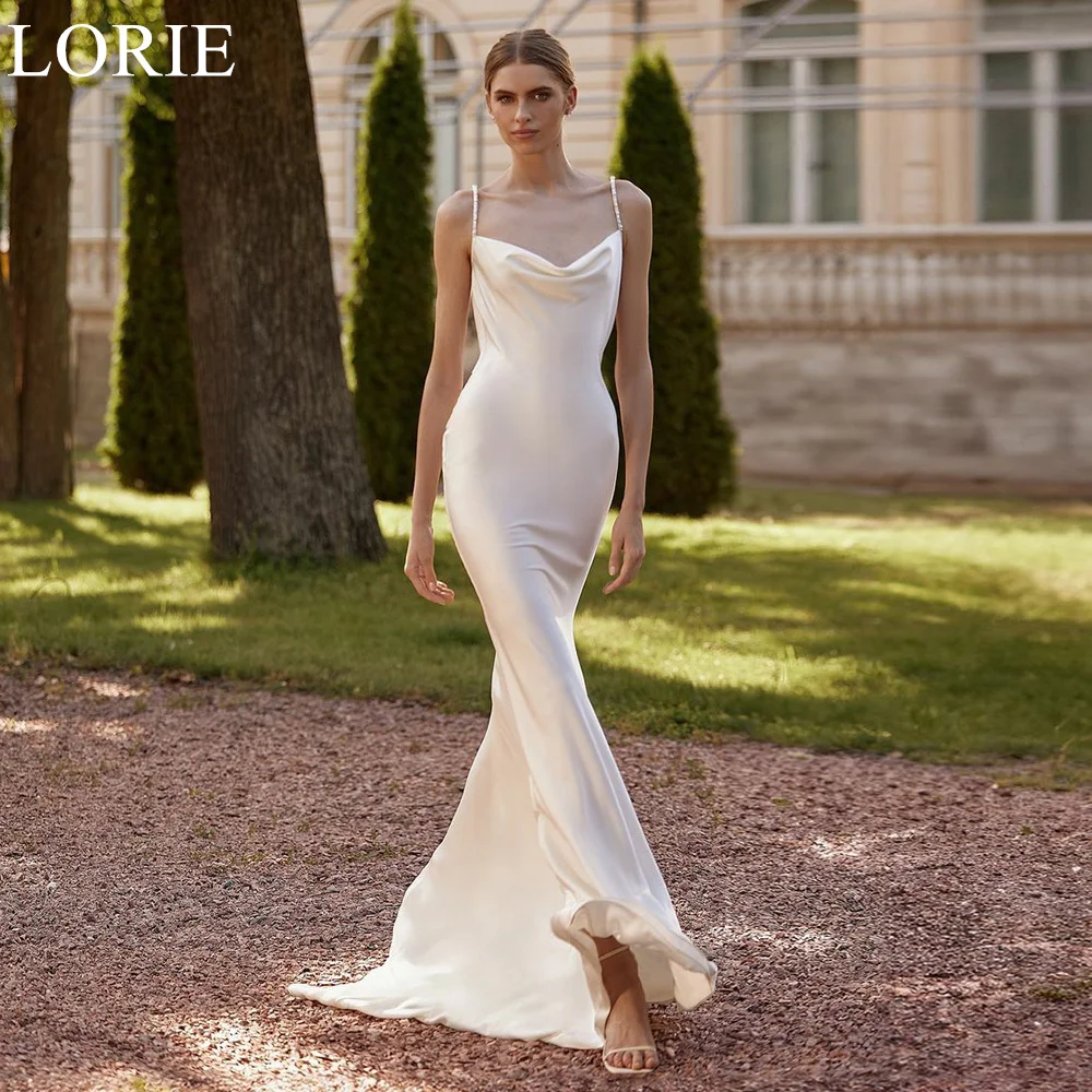 

LORIE Elegant Mermaid Wedding Dresses Beading Spaghetti Strap Draped 2024 Sexy Wedding Gowns Simple Bride Dress Open Back