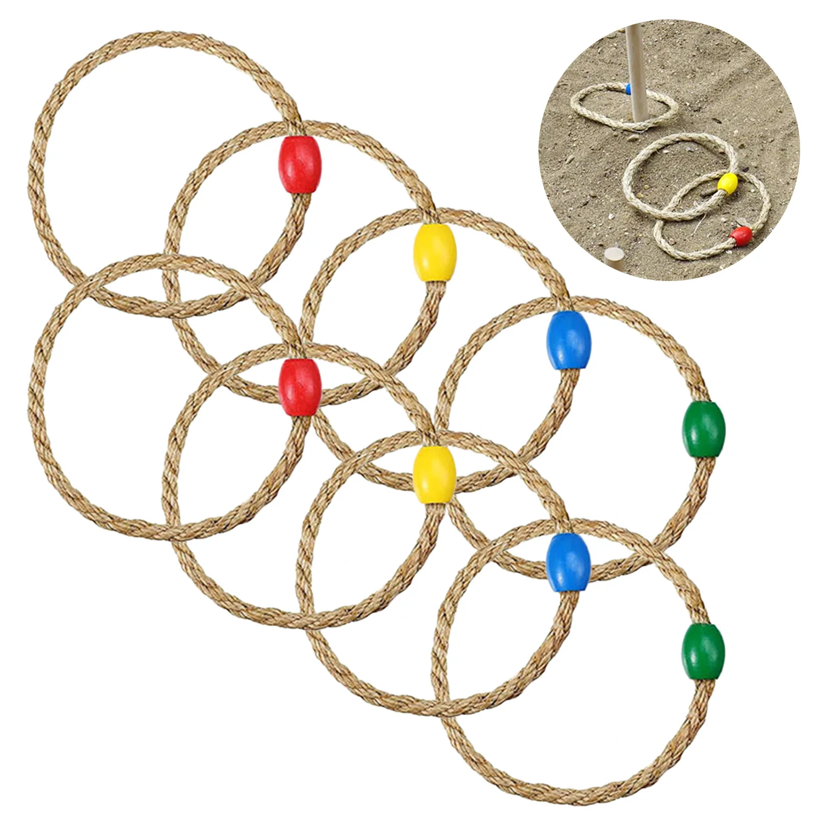 8pcs Garden Fun Outdoor Kindergarten School Toy Kids Adults Party Quoit Game Hand-Eye Coordination Agile Training Throwing Ring