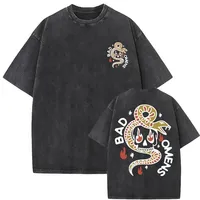 Retro Band Shirt Badomen Wash T Distressed Fashion Old Water Crew Neck Short Sleeve Women's T-shirt Cotton Decorative Patch