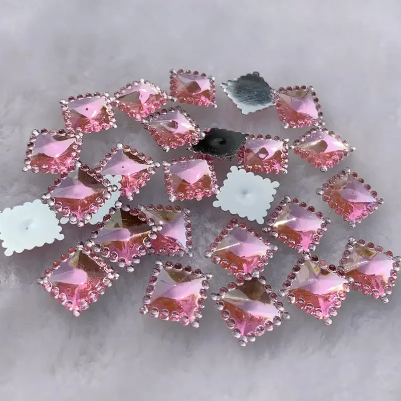 12mm Crystal Acrylic Rhinestones Flatback Square Gems Strass Stone For Clothes Dress Craft 80pcs -A54