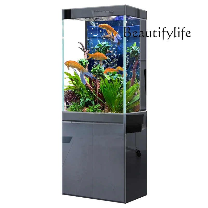 

Acquario domestico senza acqua, filtro inferiore per acquario in oro verticale integrato in vetro ultra bianco di fascia alta da