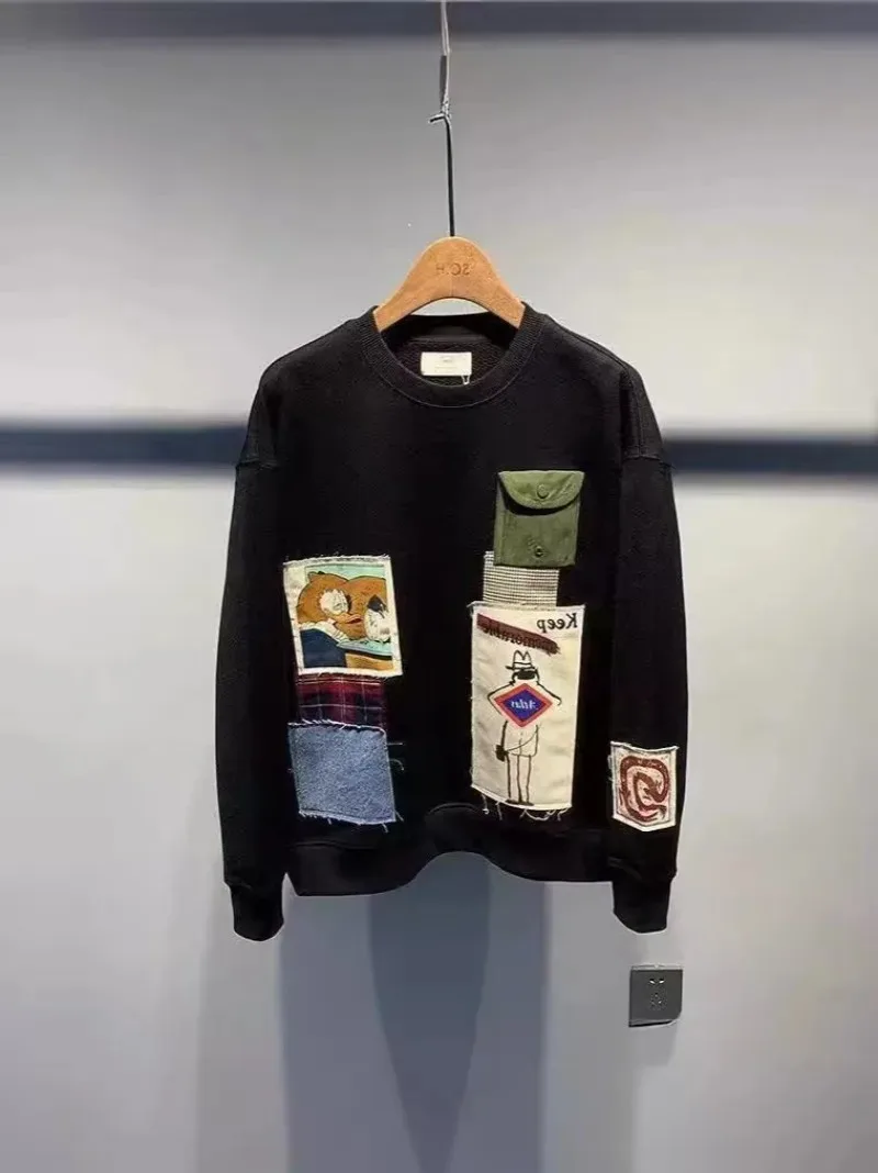 

Европейский и американский модный джемпер для сращивания личности Y2K, новый готический тренд Harajuku, мужская одежда, повседневная свободная толстовка в стиле панк