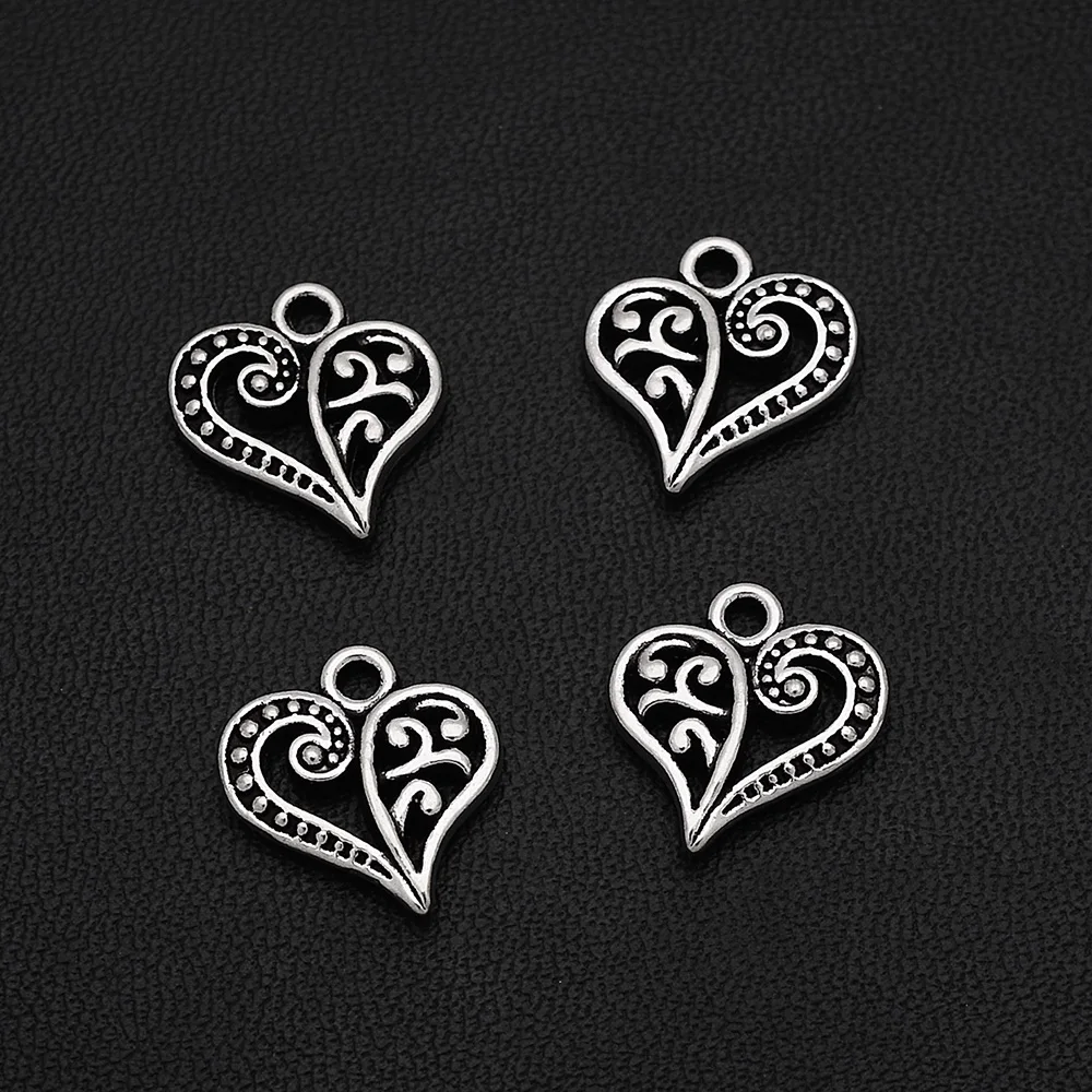 20pcs/lot--14x14mm Heart Flower Charms Pendants For Diy Jewelry Making Findings Supplies Accessories Wholesale Bulk Items