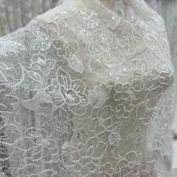 New French Lace Sequins Beads Embroidery High-Grade Wedding Dress Private Custom Lace Fabrics