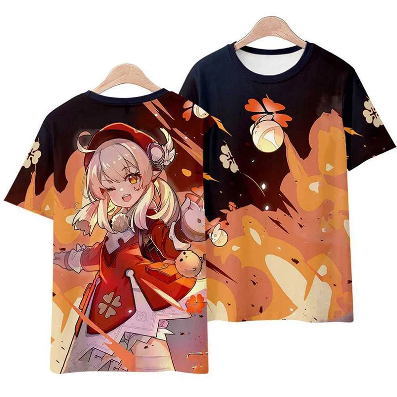 2024 New Summer Anime Game 3D Printing Loose Comfortable Breathable O Collar Shirt Street Harajuku Casual T-shirt Clothing