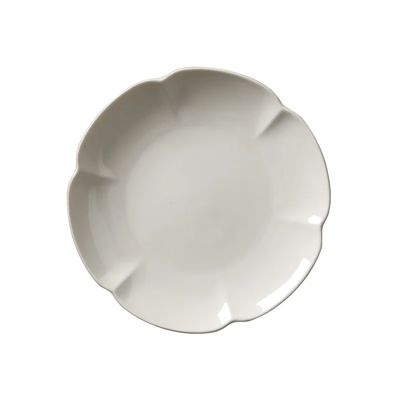 

Simple white household Chinese dish, pattern flat plate