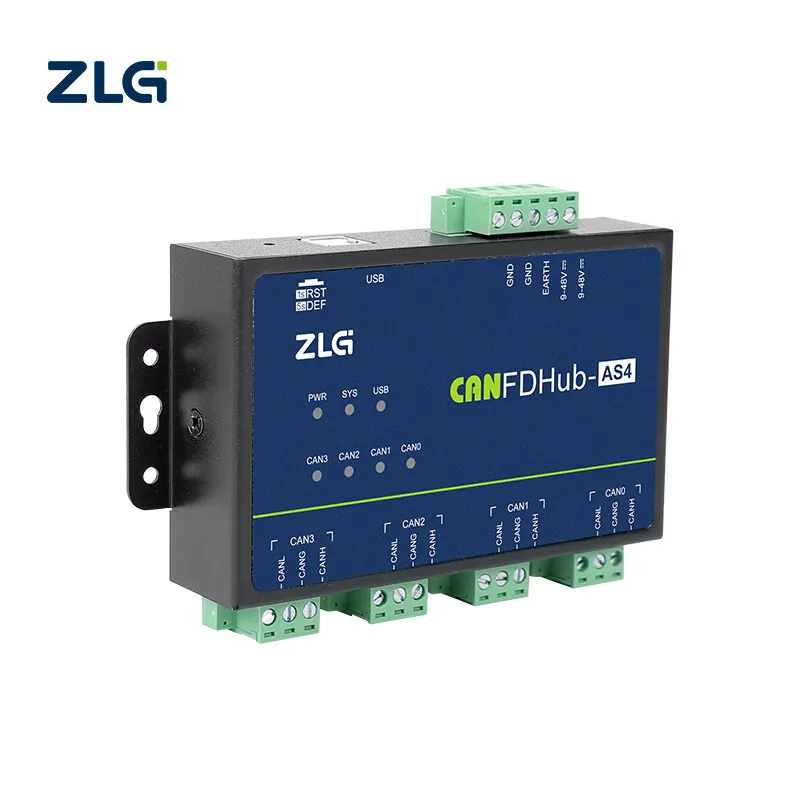ZLG CANFDHub-AS4 CAN FD Isolated Gateway Repeater Hub 4 Channels 2500VDC Isolation Support CAN FD/CAN2.0