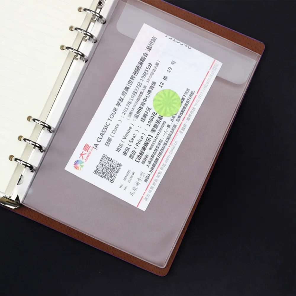 Transparent Loose Leaf Binder Zipper Bag 6 Holes Storage Pouch Refill For A5 A6 A7 Notebooks Waterproof Stationery