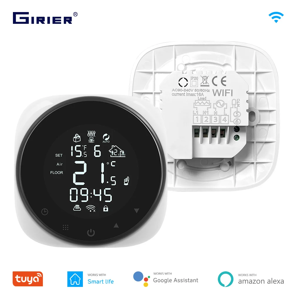 GIRIER Tuya Wifi Smart Thermostat for Electric/Water Floor Heating/Gas Boiler Temperature Controller Works with Alexa Hey Google