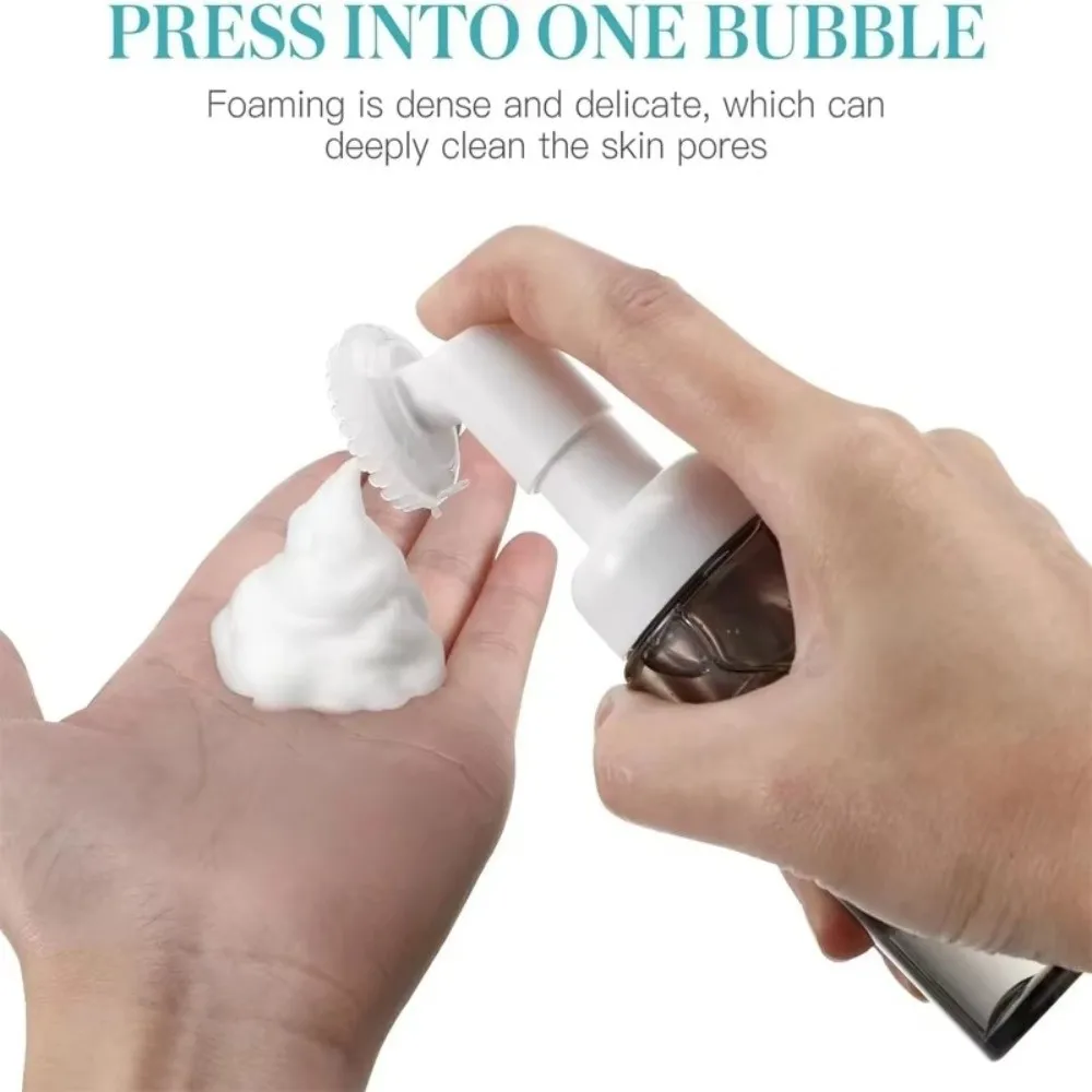 PET Soap Foaming Bottle Silicone Brush Transparent Foam Dispenser Bottle Refillable Press Type Facial Cleanser Bottle