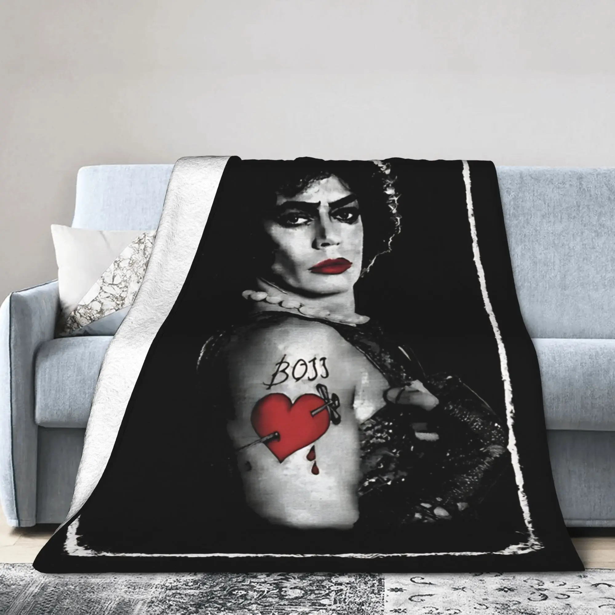 The Rocky Horror Picture Show Blanket Frank Tim Curry Flannel Funny Warm Throw Blankets for Home Restaurant Summer