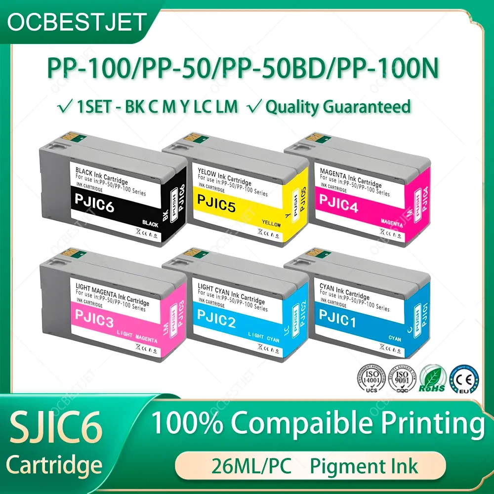 

PP50 PP100 Ink Cartridges 1Set PJIC1 PJIC2 PJIC3 PJIC4 PJIC5 PJIC6 Compatible Ink Cartridge For PP 100N 50BD 100 II Printers