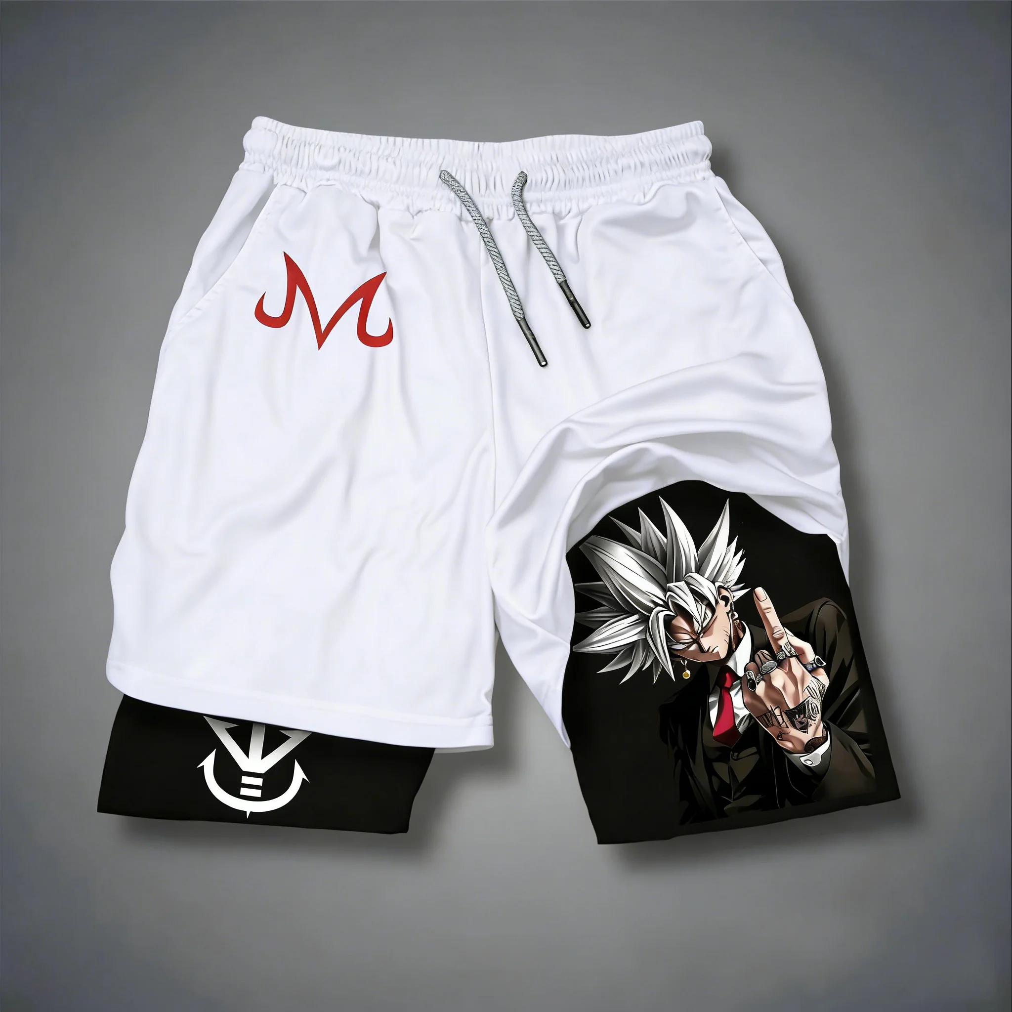 

Мужские спортивные шорты 2-в-1 с принтом Dragon Ball, креативный дизайн, двойной слой, быстросохнущие, дышащие, для фитнеса, лето 2026